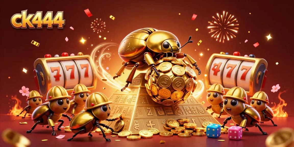 Experience thrilling gaming adventures at ck444 with golden beetles and vibrant casino elements.