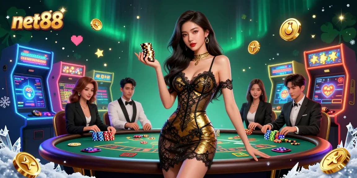 Experience the excitement at net88 with a glamorous baccarat scene radiating high-stakes energy.