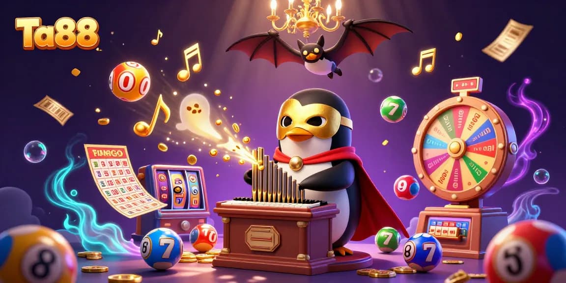 Experience thrilling wins with Ta88 as colorful lottery balls pulse and golden coins fly.