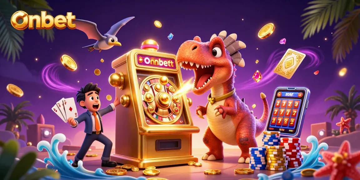onbet thrills with a pachycephalosaurus winning jackpot coins from a golden slot machine