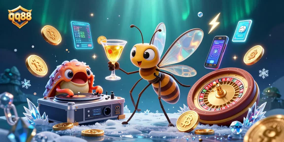 Experience exciting casino entertainment at qq88 with unique 3D characters like a frozen mosquito mascot.
