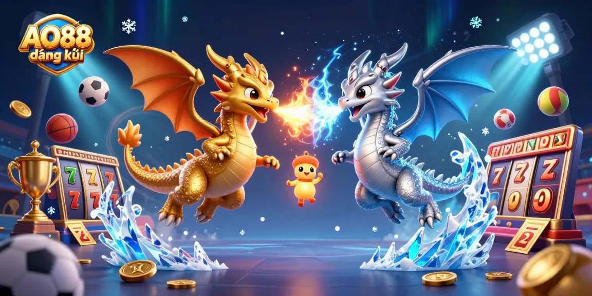 Experience thrilling AO88 đăng ký with an exciting dragon scene showcasing casino and sports elements.