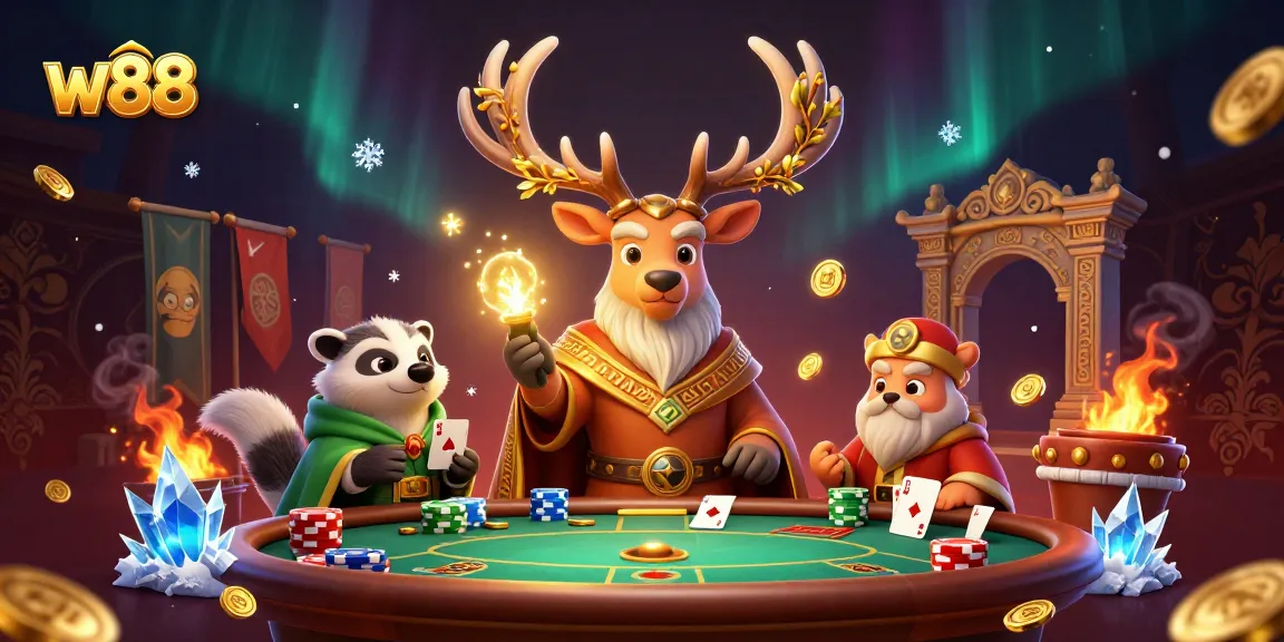 Experience thrilling live poker and casino excitement with w88, featuring unique characters and vibrant game elements.